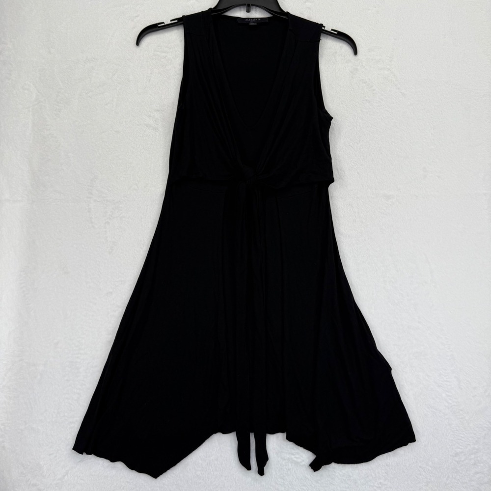 AllSaints Jayda Jersey‎ Dress Black Sleeveless Tie Waist Casual Womens Small